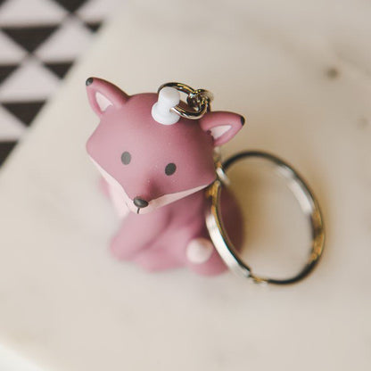 3D Cartoon Fox Keychain | Purple, Blue & Grey