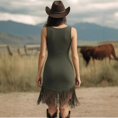 Women's Bodycon Tassel Dress | Army Green | S–2XL
