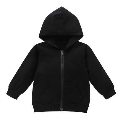 Children's Letter Print Cotton Hoodie in Black | Kids Casual Sweatshirt