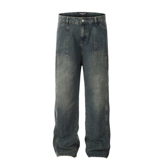 Men's Washed Blue Denim Jeans – Cotton Casual Jeans, Sizes S–2XL