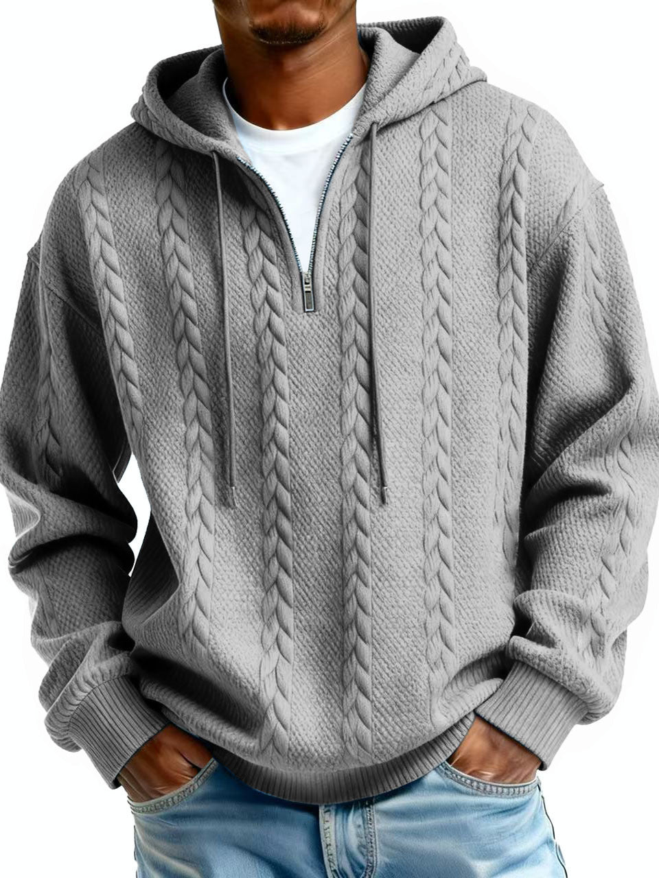 Men's Half-Zip Printed Hoodie – Loose Fit Pullover | 10 Styles | Sizes S–5XL