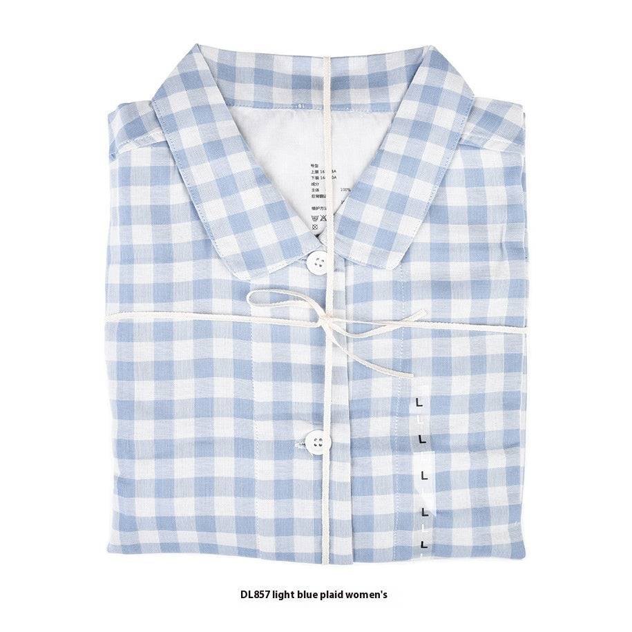 Double-Layer Cotton Pyjama Set | Plaid Loungewear for Men & Women