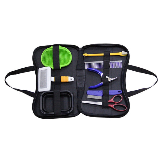 Pet Grooming Tools Set – PU & Stainless Steel Dog & Cat Kit