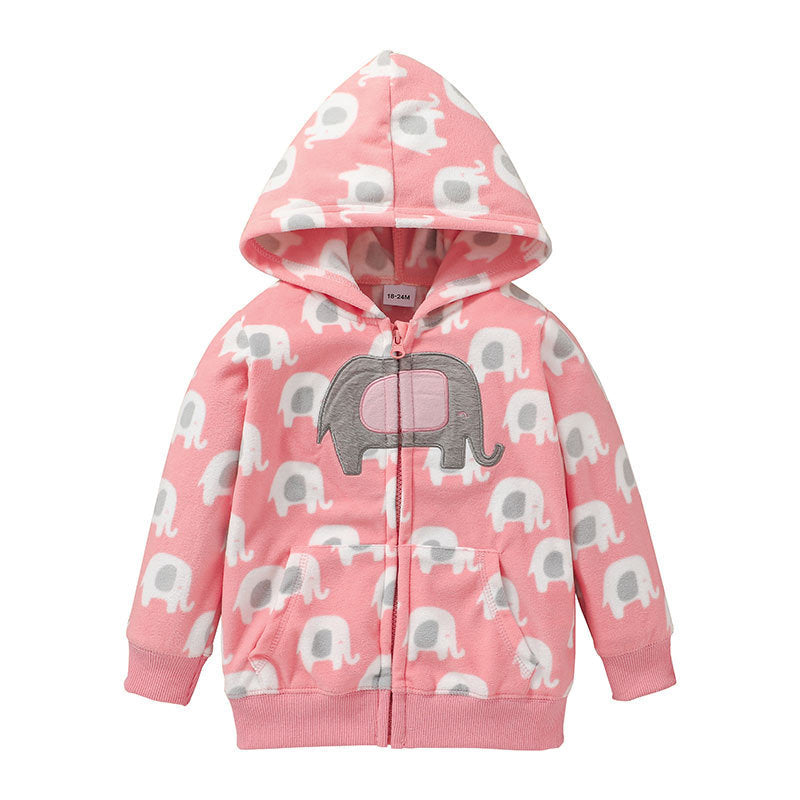 Girls Animal Print Hooded Zip Jacket – Class A Cotton Coat