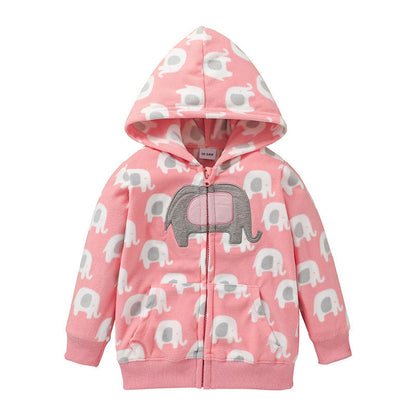 Girls Animal Print Hooded Zip Jacket – Class A Cotton Coat