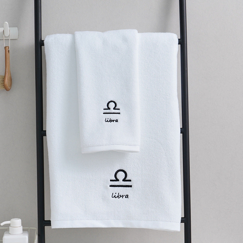 Zodiac Constellation Embroidered Cotton Towel