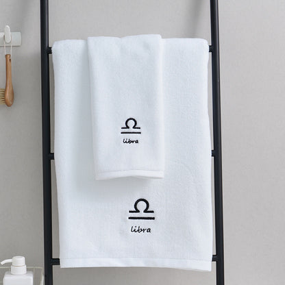 Zodiac Constellation Embroidered Cotton Towel