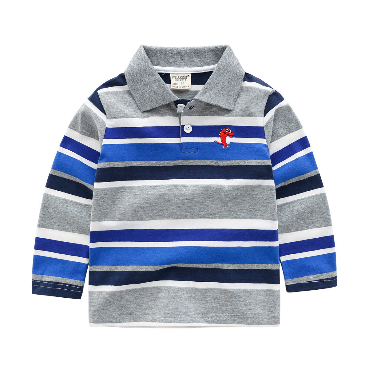 Boys' Striped Long Sleeve T-Shirt | Cotton Lapel Top | 7 Colours