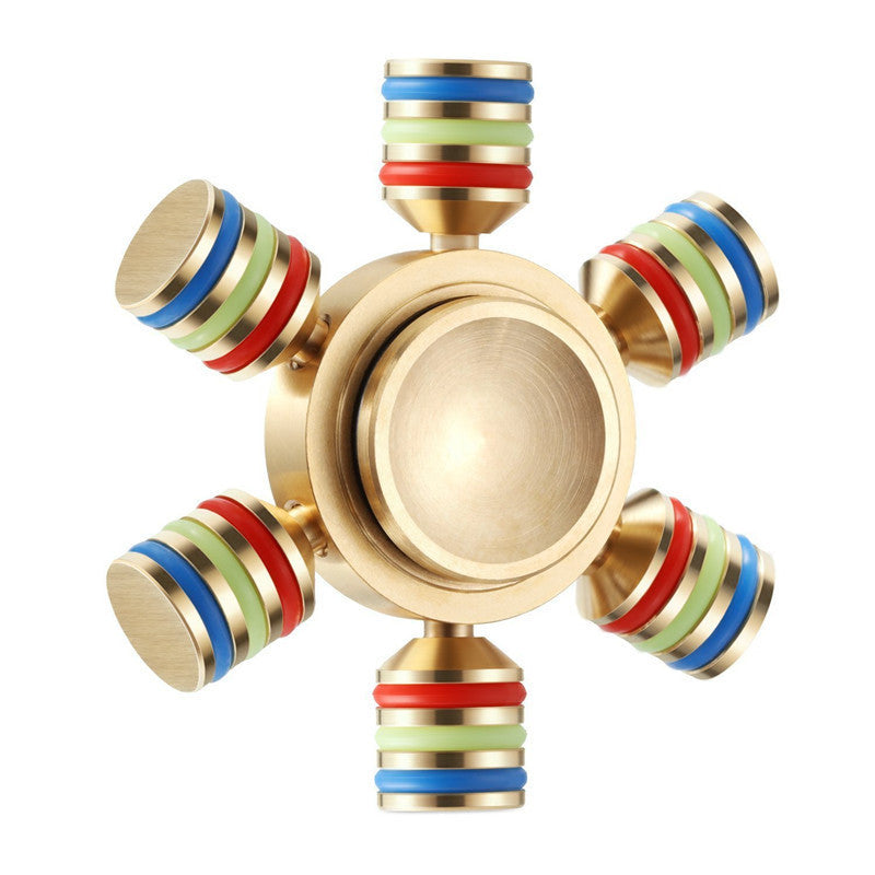 Three-Head Six-Arm Metal Gyro | Premium EDC Fidget Spinner | Silver & Gold