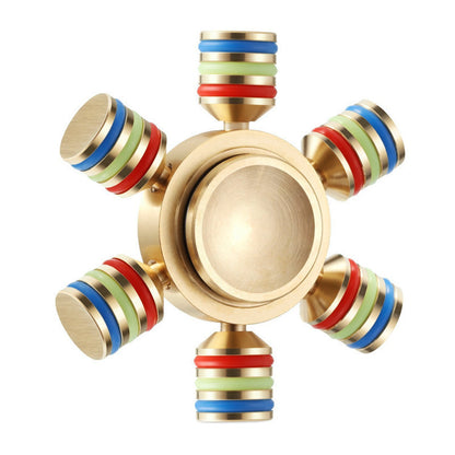 Three-Head Six-Arm Metal Gyro | Premium EDC Fidget Spinner | Silver & Gold