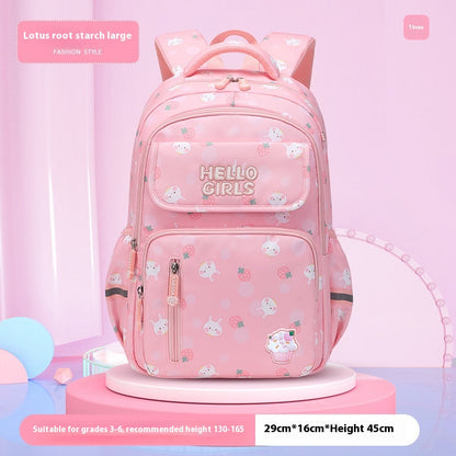 Kids' Rabbit Cartoon School Backpack – Spine Protection & Waterproof, Ages 6–12