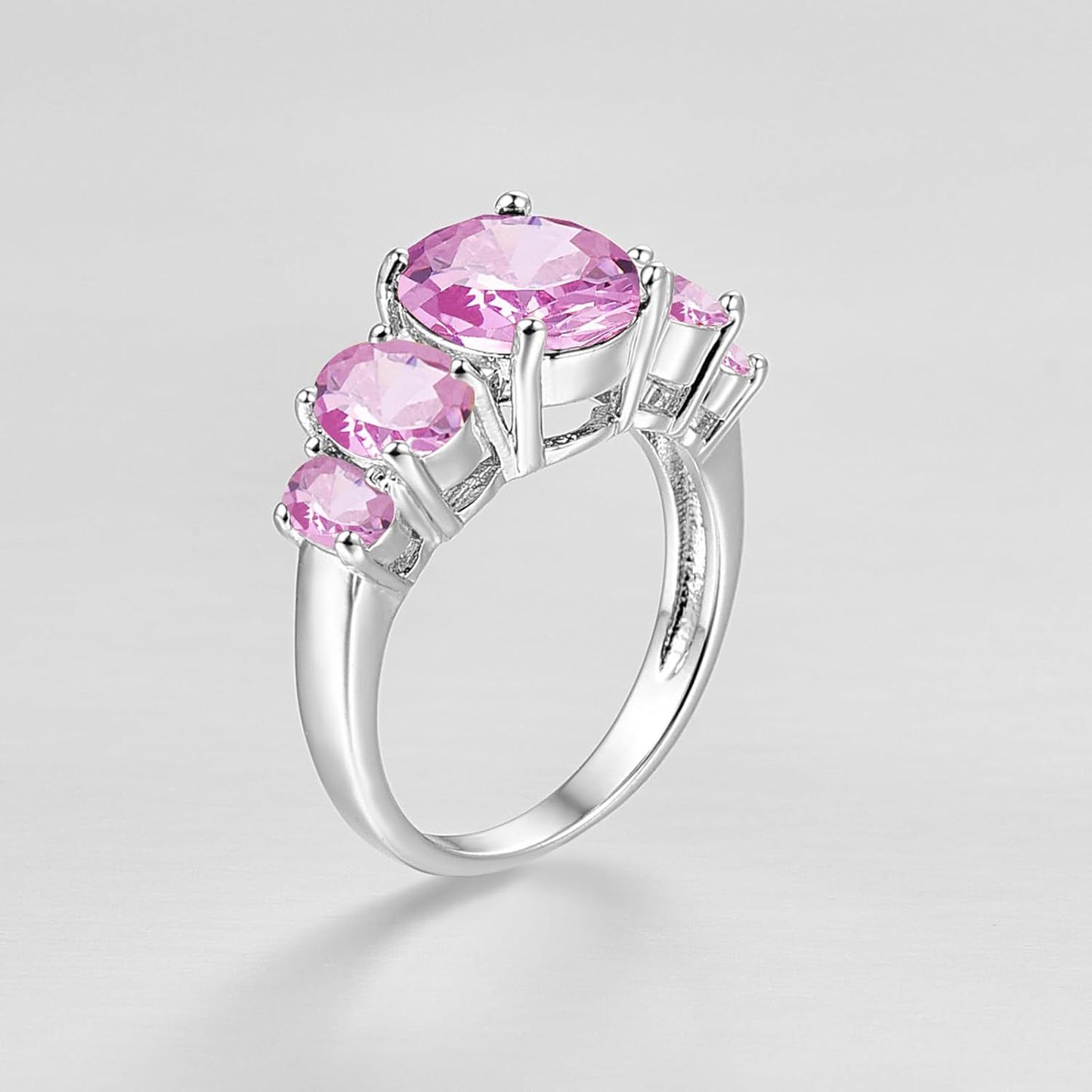 Oval Crystal Stone Ring | Platinum-Plated Coloured Gemstone Ring for Women