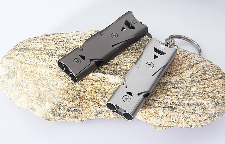 Emergency Keychain Whistle – Loud Survival Signal Whistle Silver & Black
