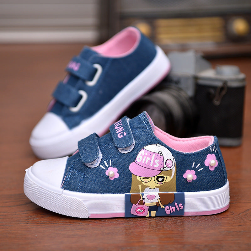 Children's Velcro Canvas Trainers – Breathable, EU 21–38