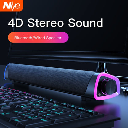 6W Bluetooth 5.0 Computer Speaker Bar | Stereo Sound | USB | Black & White