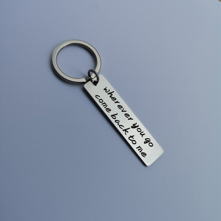 Stainless Steel Letter Keychain | Polished Initial Pendant Charm