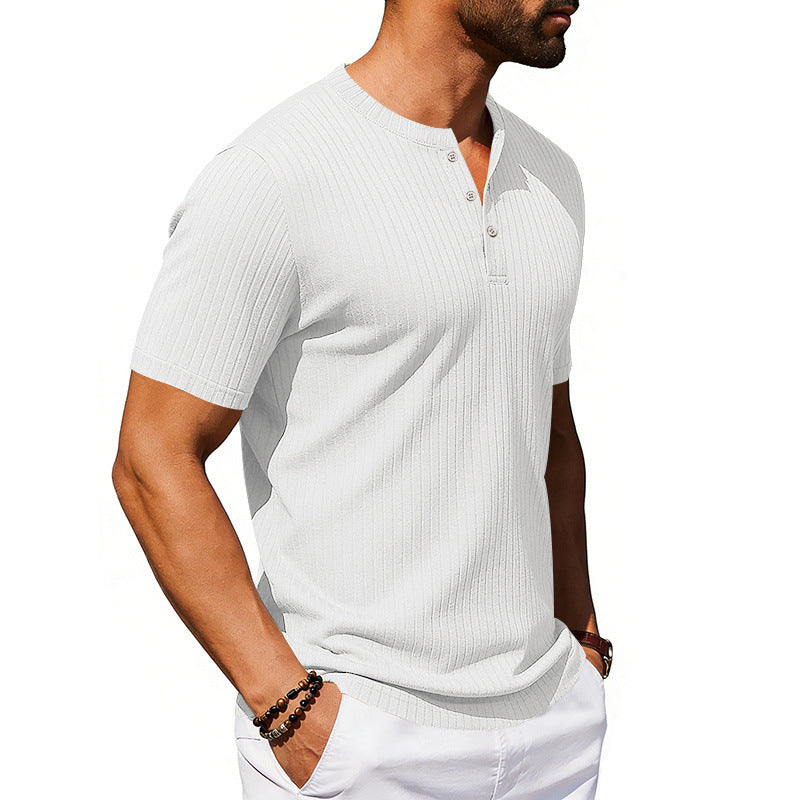 Men's Athleisure Stretch Ribbed Short Sleeve T-Shirt | 5 Colours
