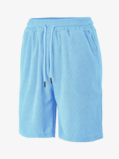 Men's Towel Jacquard Casual Shorts | Polyester Loose Fit S-3XL