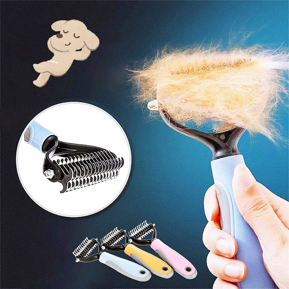 Pet Grooming Brush | Button Hair Removal | Non-Slip | Cats & Dogs