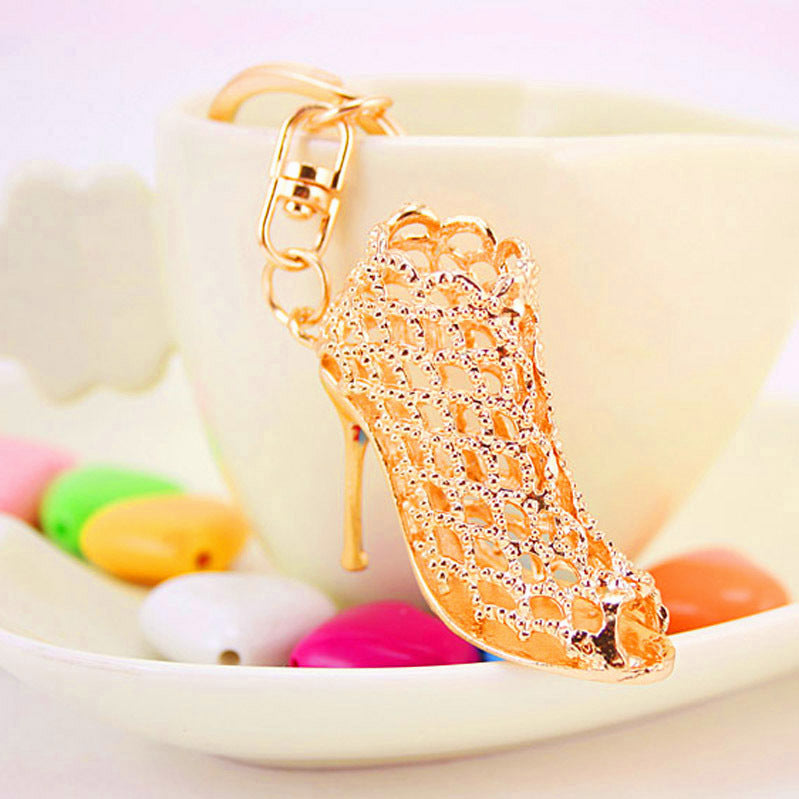 High Heels Keychain | Hollowed Zinc Alloy Charm | Gold & Silver | JP Collections