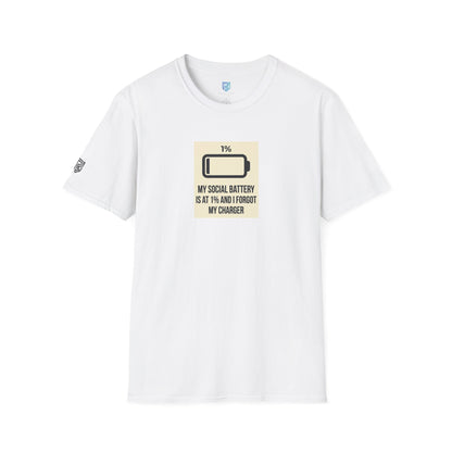 "My Social Battery Is At 1%" Low Battery Graphic Tee
