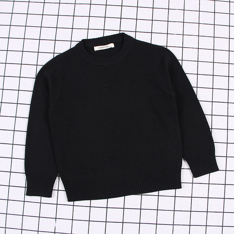 Children's Solid Colour Knitted Cotton Pullover Sweater | Boys & Girls | Age 12M-8Y