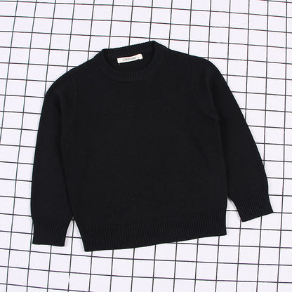 Children's Solid Colour Knitted Cotton Pullover Sweater | Boys & Girls | Age 12M-8Y