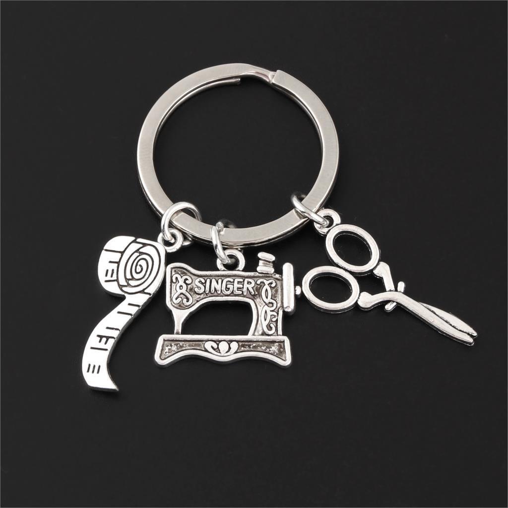 Sewing Machine DIY Pendant Keychain | Scissors & Tape Measure Charm