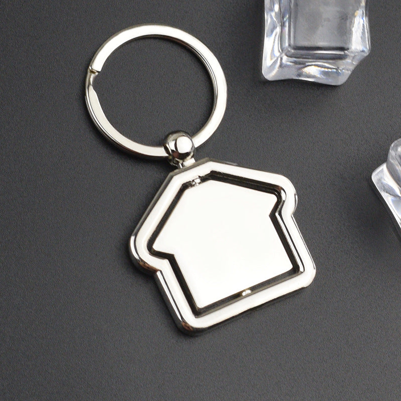 Rotating House Metal Keychain | Geometric Alloy Charm | JP Collections