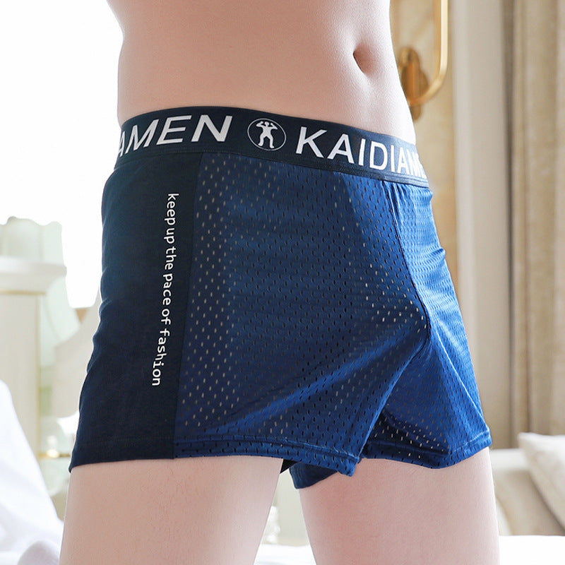 Men's Ice Silk Mesh Boxer Shorts – Breathable Sports Trunks