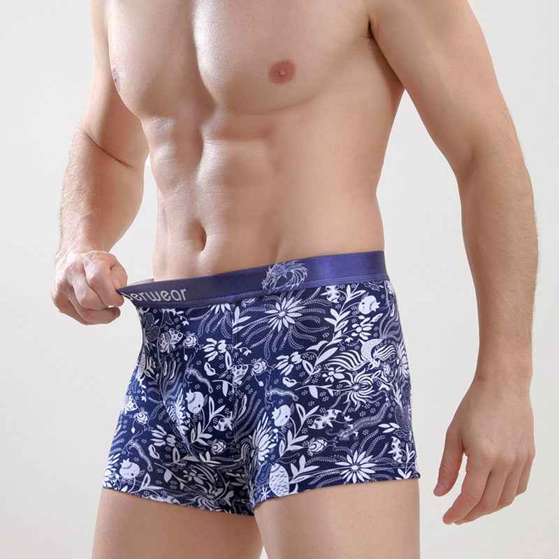 Men’s All-Cotton Boxer Briefs – Printed Design Everyday Underwear