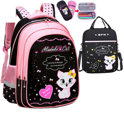Kids Cat Print School Backpack | Small & Large with Bundle Options