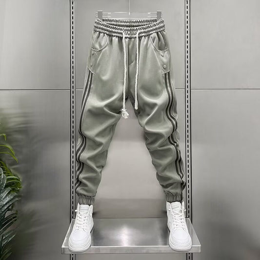 Men's Vertical Stripe Slim-Fit Trousers | High Waist M-3XL