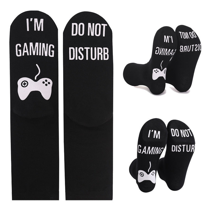 Men's Glow-in-the-Dark Letter Print Cotton Socks EU 44-49