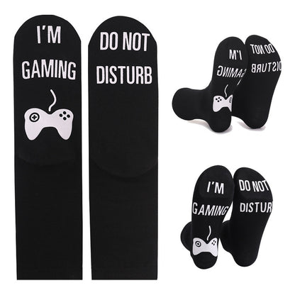 Men's Glow-in-the-Dark Letter Print Cotton Socks EU 44-49