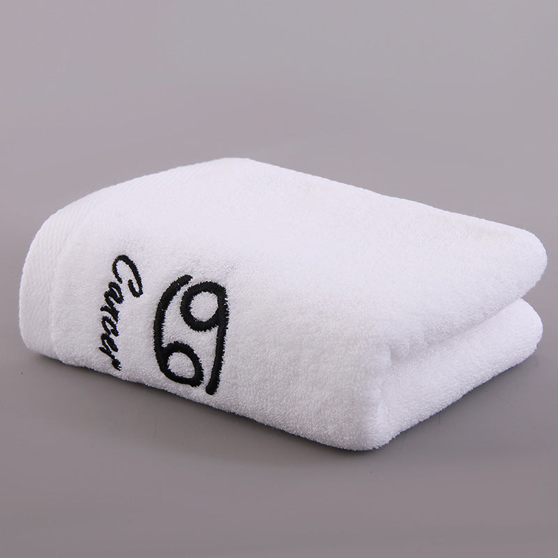 Zodiac Constellation Embroidered Cotton Towel | All 12 Star Signs | 2 Sizes
