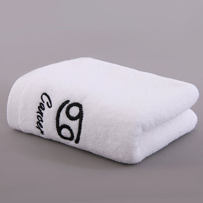 Zodiac Constellation Embroidered Cotton Towel | All 12 Star Signs | 2 Sizes