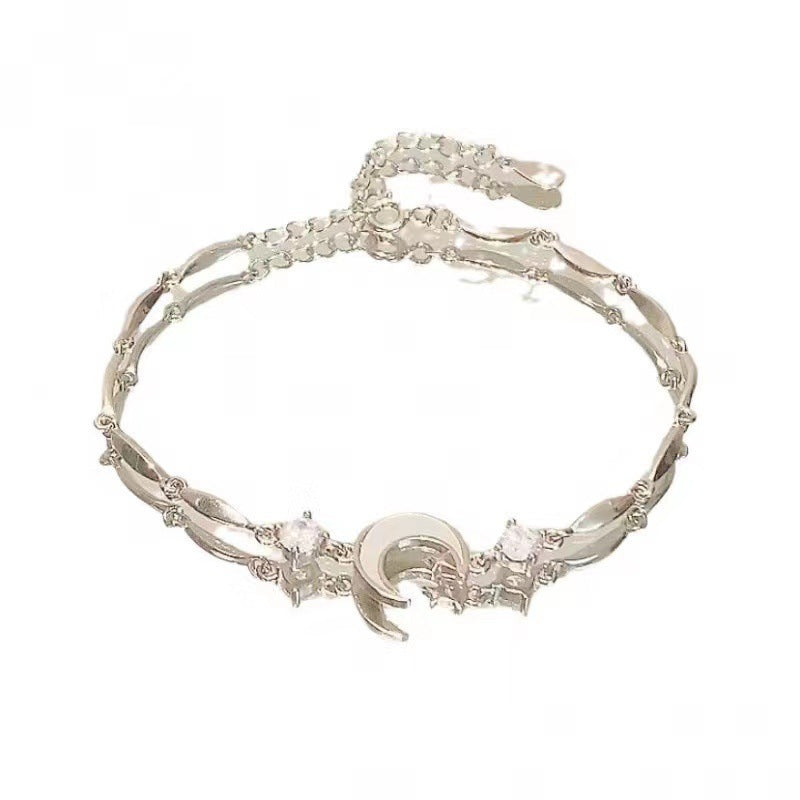 Cherry Blossom Star & Moon Bow Bracelet | Zircon Alloy Charm Bracelet for Women