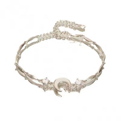 Cherry Blossom Star & Moon Bow Bracelet | Zircon Alloy Charm Bracelet for Women