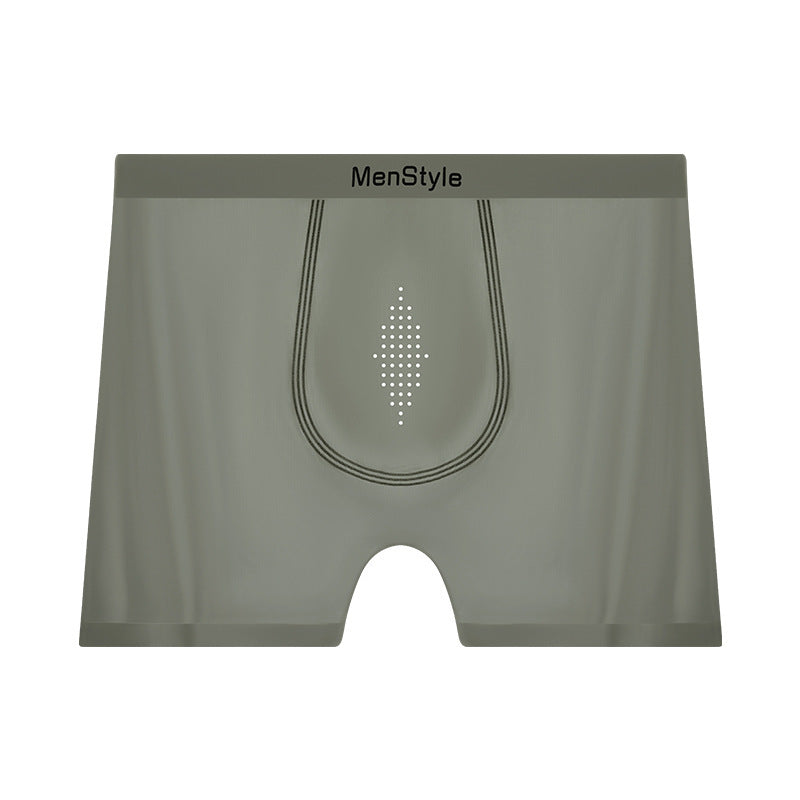 Men's Seamless Nylon Boxer Briefs – Breathable Ice Silk Mid-Waist