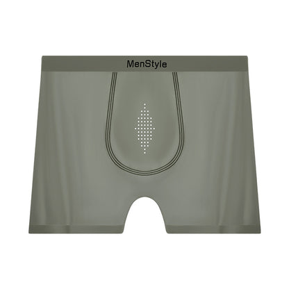 Men's Seamless Nylon Boxer Briefs – Breathable Ice Silk Mid-Waist