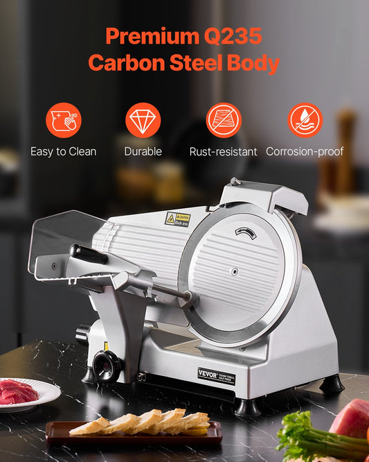Electric Meat & Deli Food Slicer – 180W, 10" Blade, Adjustable Thickness