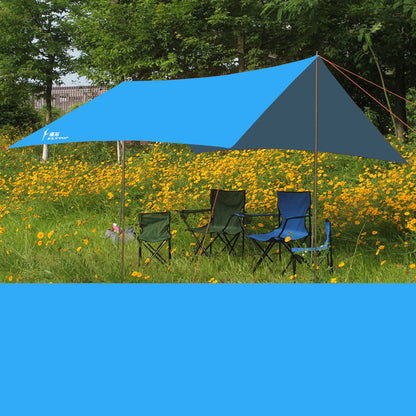 290×300cm Waterproof Camping Tarp & Canopy – 210D Oxford Cloth Sun Shelter with Poles & Pegs