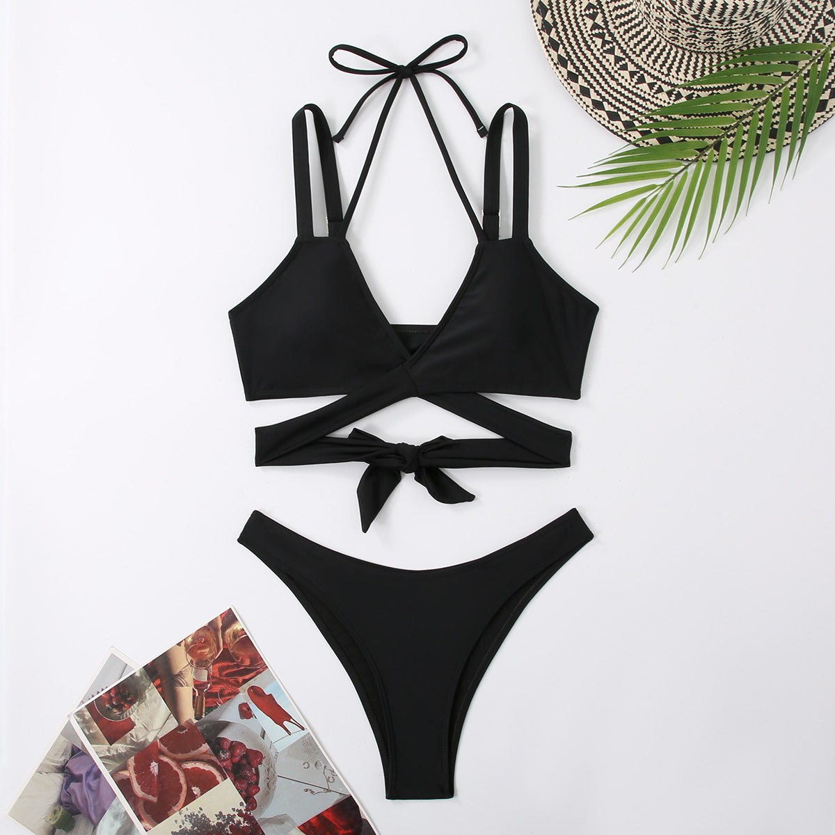 Women's Solid Colour Strappy Swimsuit | Beach & Pool Swimwear