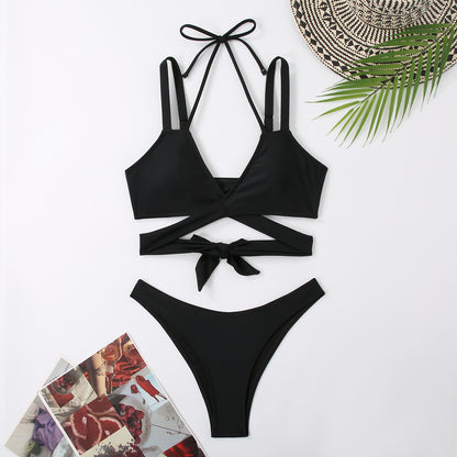 Women's Solid Colour Strappy Swimsuit | Beach & Pool Swimwear
