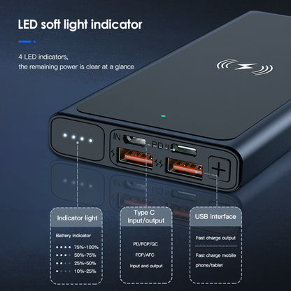 10,000mAh Power Bank with Built-In Plug – Fast Charge Alloy Shell Black & Blue