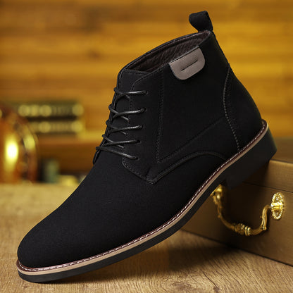 Men's British-Style High-Top Suede Martin Boots – Pointed Toe | EU 39–48