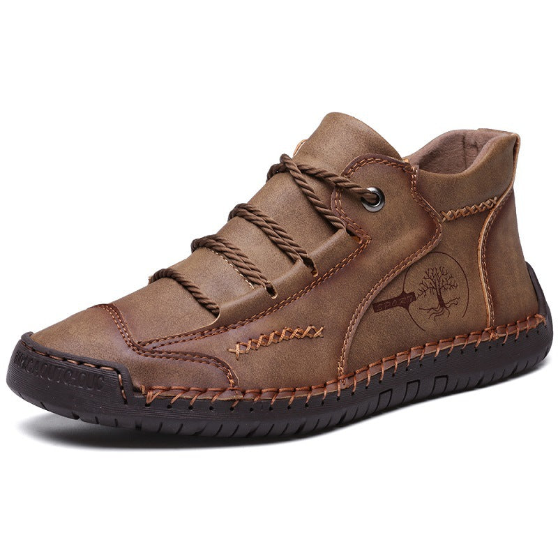 Men's Cowhide Leather Mid-Top Boots | Lace-Up Work Boots