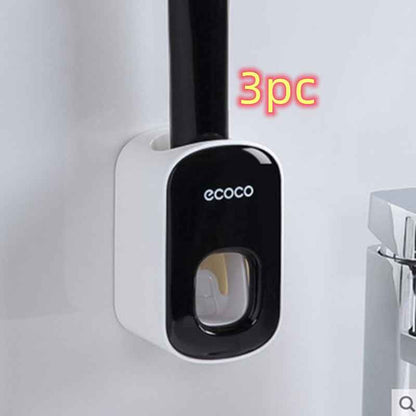 Wall-Mounted Automatic Toothpaste Dispenser & Toothbrush Holder Set