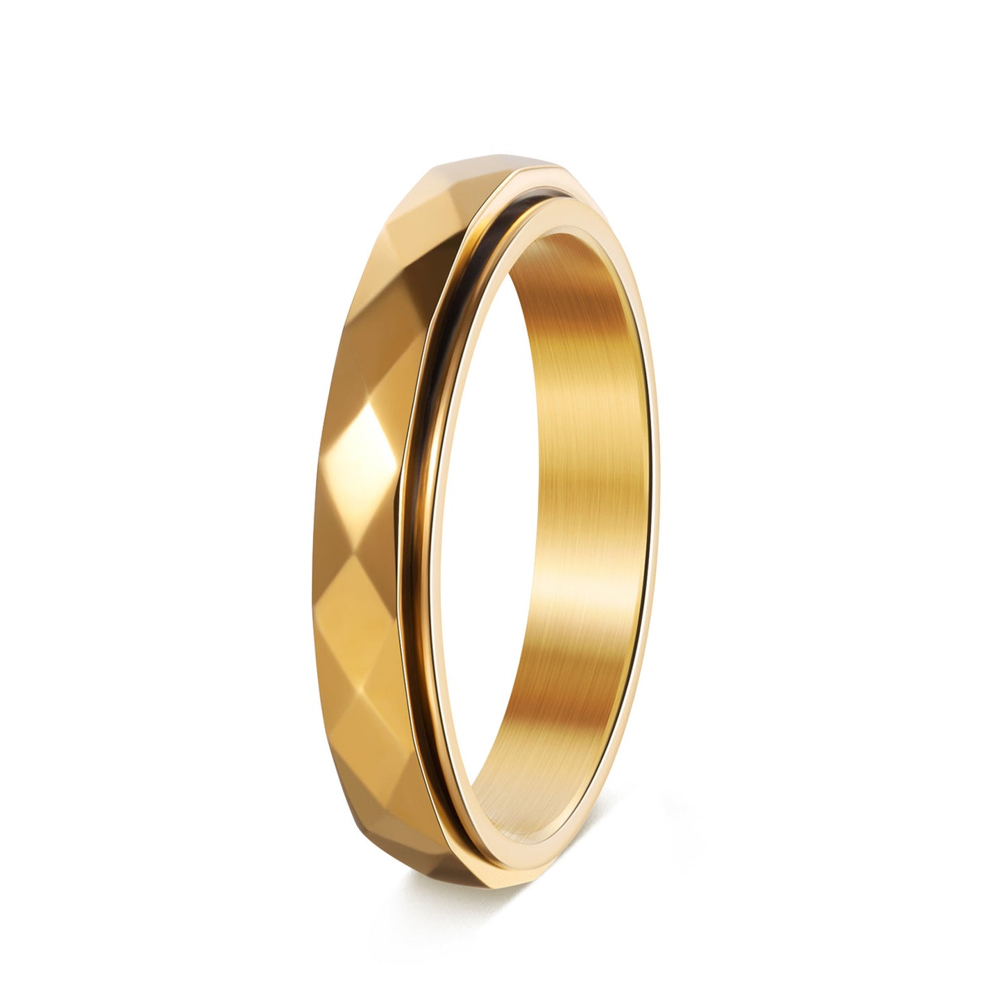 Diamond-Encrusted Stainless Steel Ring | Real Gold Plated Unisex Ring
